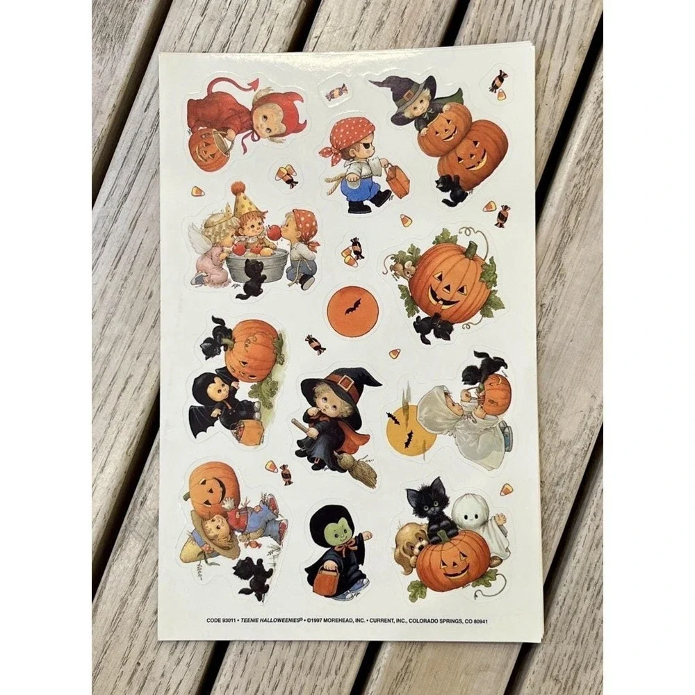 Vintage Stickers Halloween Morehead Teenie Halloweenies  1997 Current Plus Card